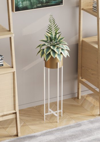 NORDVÄRK GED-025-C blomsterstander - guld og hvid metal (H:78)