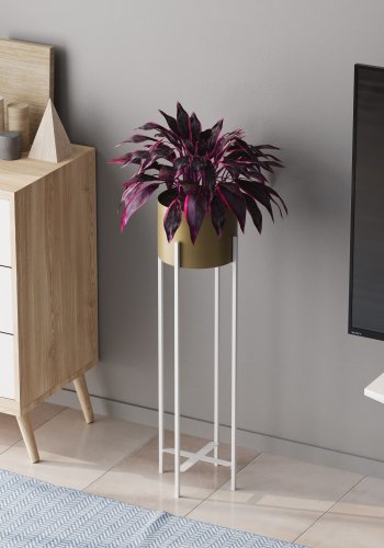 NORDVÄRK GED-025-C blomsterstander - guld og hvid metal (H:78)