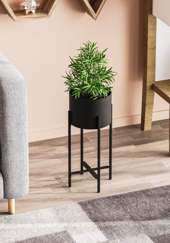 NORDVÄRK GED urtepotteskjuler, rund - sort metal (23)