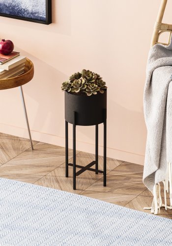 NORDVÄRK GED urtepotteskjuler, rund - sort metal (23)