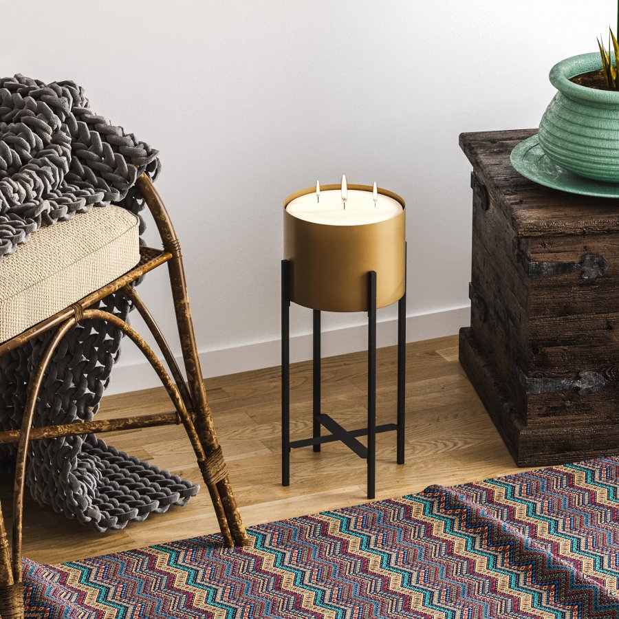 NORDVÄRK GED-026-A blomsterstander - guld og sort metal (H:48)