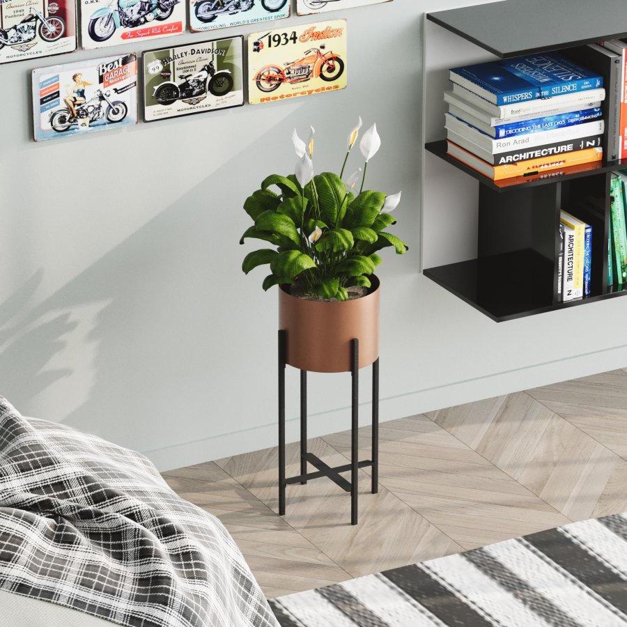 NORDVÄRK GED-026-B blomsterstander - kobber og sort metal (H:48)