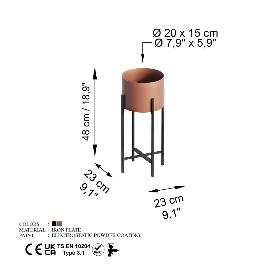 NORDVÄRK GED-026-B blomsterstander - kobber og sort metal (H:48)