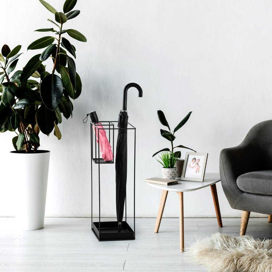 NORDVÄRK ?emsiye-A - 008 paraplystativ, kvadratisk - sort metal