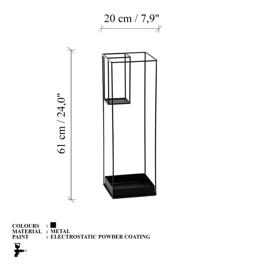 NORDVÄRK ?emsiye-A - 008 paraplystativ, kvadratisk - sort metal