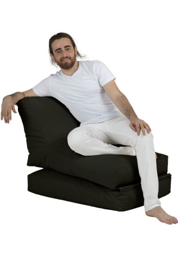 NORDVÄRK Siesta udendrs skkestol/liggestol, foldbar/forlngelse, rektangulr - sort polyester