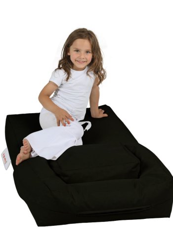 NORDVÄRK Kids udendrs 1 skkestol og 1 puf til brn - sort polyester (st med 2)