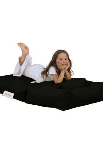 NORDVÄRK Kids udendrs 1 skkestol og 1 puf til brn - sort polyester (st med 2)