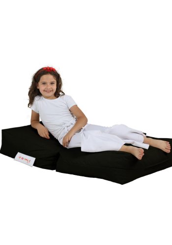 NORDVÄRK Kids udendrs 1 skkestol og 1 puf til brn - sort polyester (st med 2)