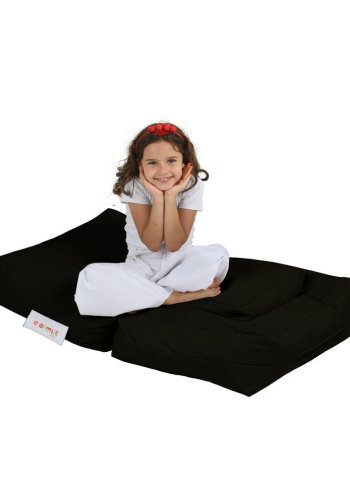 NORDVÄRK Kids udendrs 1 skkestol og 1 puf til brn - sort polyester (st med 2)