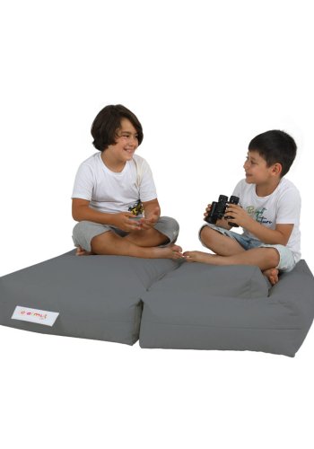 NORDVÄRK Kids udendrs dobbelt skkestol og 2 puffer til brn - rgfarvet polyester (st med 3)