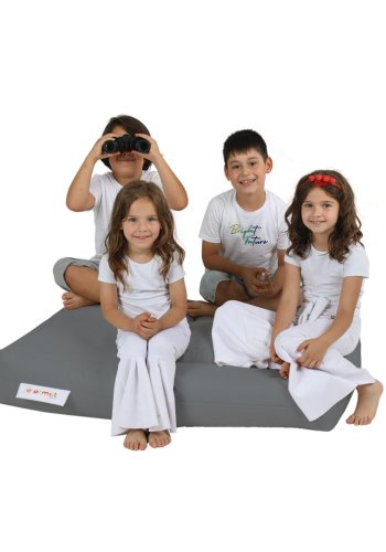 NORDVÄRK Kids udendrs dobbelt skkestol og 2 puffer til brn - rgfarvet polyester (st med 3)