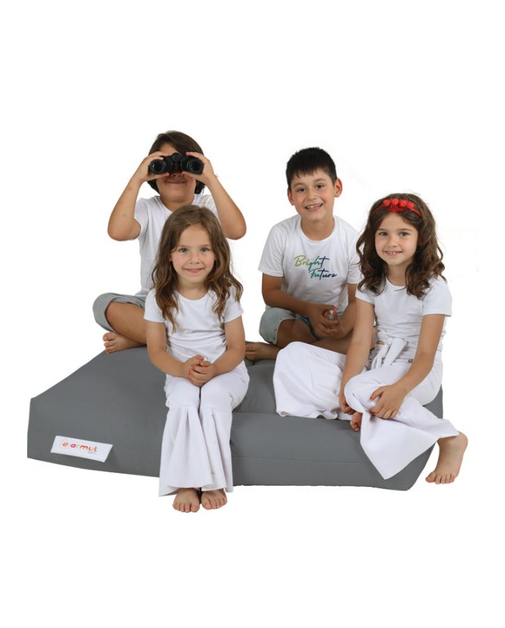 NORDVÄRK Kids udendrs dobbelt skkestol og 2 puffer til brn - rgfarvet polyester (st med 3)