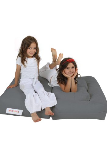 NORDVÄRK Kids udendrs dobbelt skkestol og 2 puffer til brn - rgfarvet polyester (st med 3)