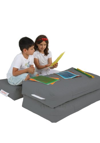 NORDVÄRK Kids udendrs dobbelt skkestol og 2 puffer til brn - rgfarvet polyester (st med 3)