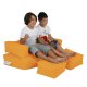 NORDVÄRK Kids udendrs dobbelt skkestol og 2 puffer til brn - orange polyester (st med 3)