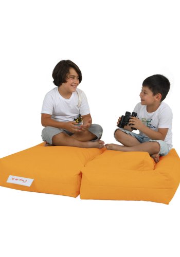 NORDVÄRK Kids udendrs dobbelt skkestol og 2 puffer til brn - orange polyester (st med 3)