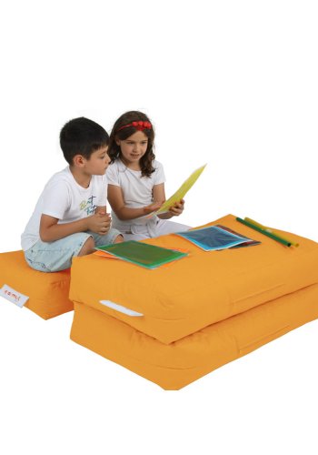 NORDVÄRK Kids udendrs dobbelt skkestol og 2 puffer til brn - orange polyester (st med 3)