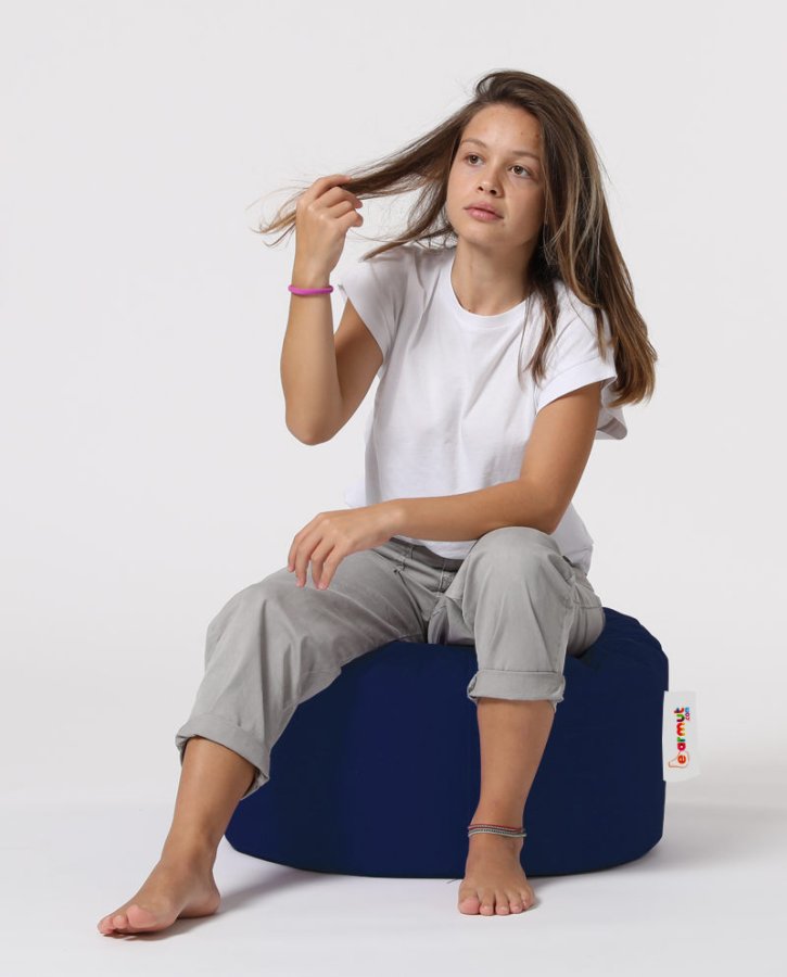 NORDVÄRK udendrs puf, rund - mrkebl polyester (55)