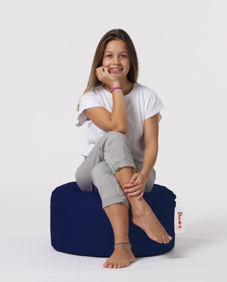 NORDVÄRK udendrs puf, rund - mrkebl polyester (55)