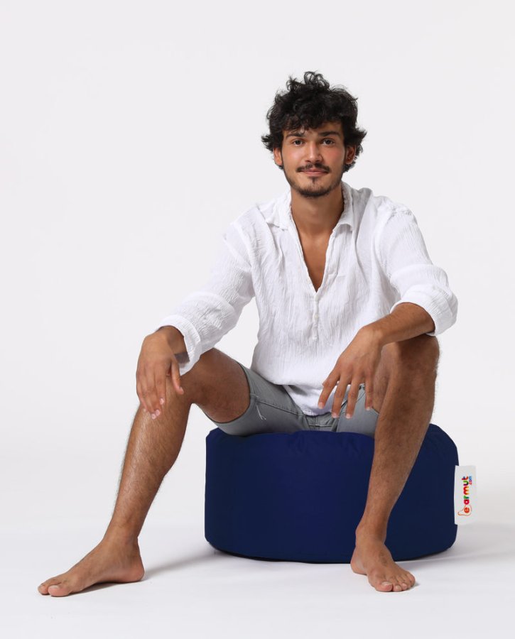 NORDVÄRK udendrs puf, rund - mrkebl polyester (55)