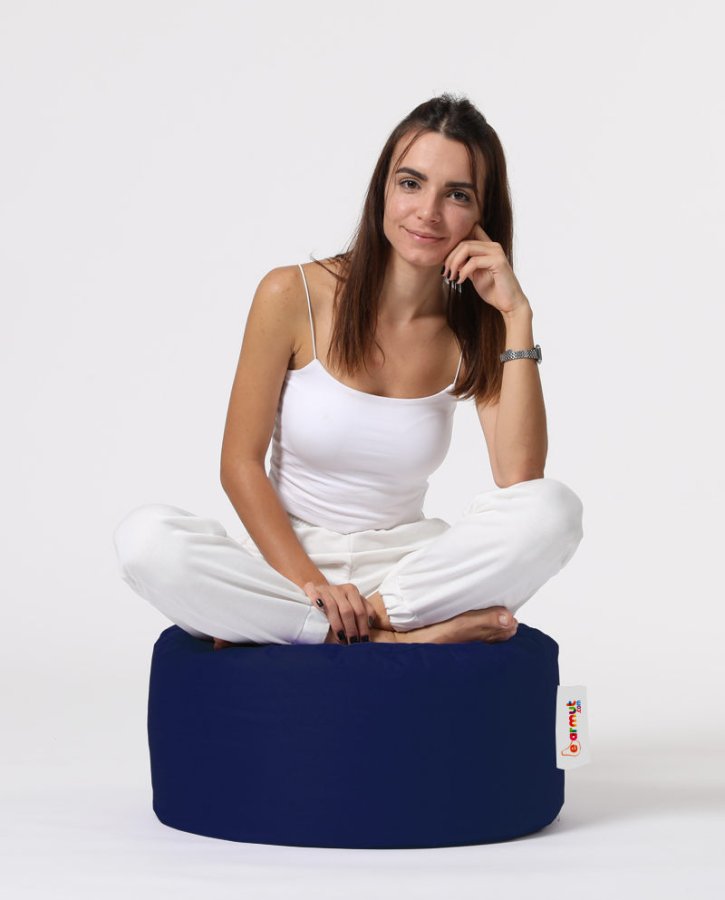 NORDVÄRK udendrs puf, rund - mrkebl polyester (55)