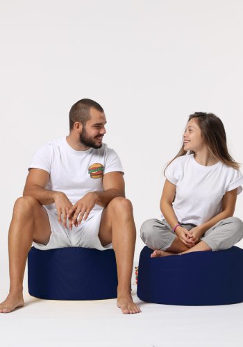 NORDVÄRK udendrs puf, rund - mrkebl polyester (55)