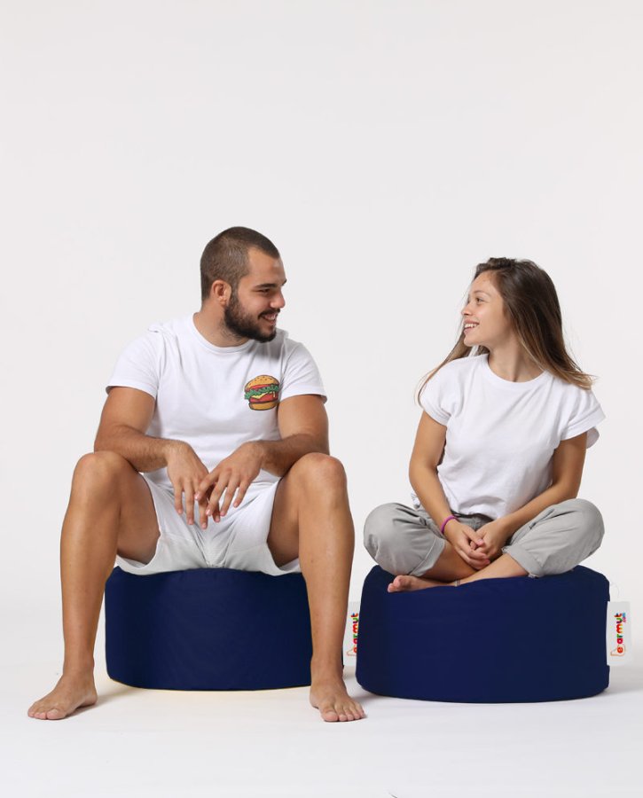 NORDVÄRK udendrs puf, rund - mrkebl polyester (55)