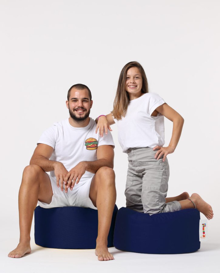 NORDVÄRK udendrs puf, rund - mrkebl polyester (55)