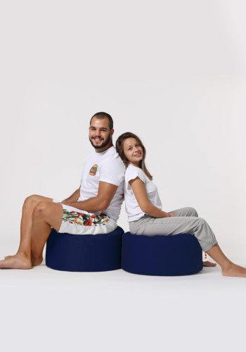 NORDVÄRK udendrs puf, rund - mrkebl polyester (55)