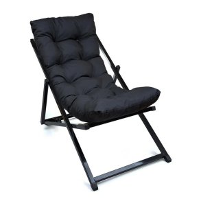 NORDVÄRK udendrs liggestol, m. sort hynde, justerbar rygln - sort metal