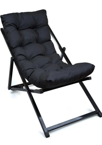 NORDVÄRK udendrs liggestol, m. sort hynde, justerbar rygln - sort metal