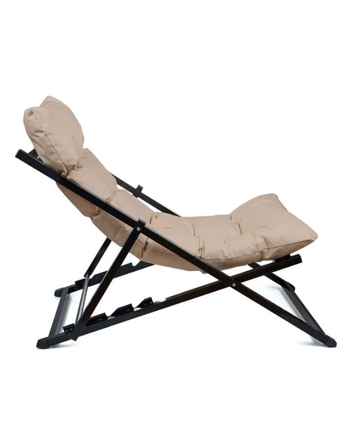 NORDVÄRK udendrs liggestol, m. mink hynde, justerbar rygln - sort metal