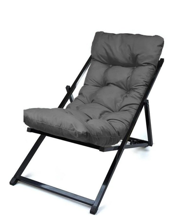 NORDVÄRK udendrs liggestol, m. mrkegr hynde, justerbar rygln - sort metal