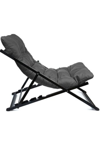 NORDVÄRK udendrs liggestol, m. mrkegr hynde, justerbar rygln - sort metal