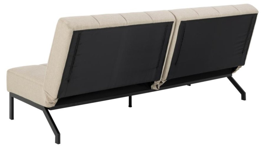 ACT NORDIC Caix sovesofa, m. click & clack, delt rygln, syninger - beige stof og sort stl (198x95)