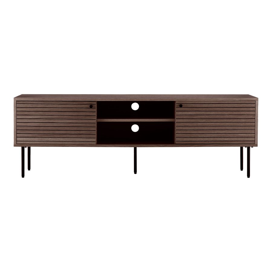HOUSE NORDIC  Kyoto TV-bnk - TV-bnk, 2 lger, 2 hylder, egefiner, smoked, sorte metalben 150x40x50 cm