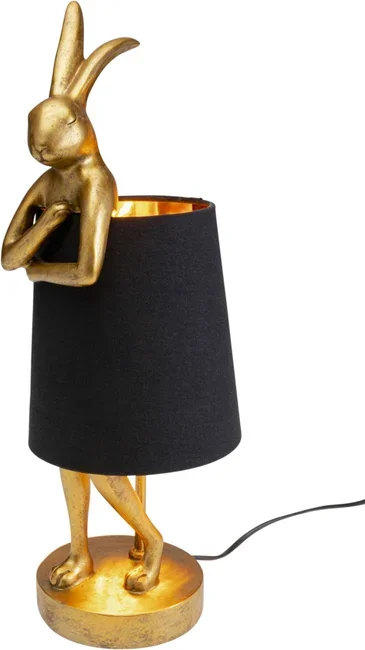 KARE DESIGN Animal Rabbit bordlampe - sort linnedhr og guld polyresin/stl (H:50cm)