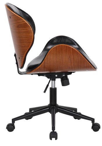 HOUSE OF SANDER Rind kontorstol, m. hjul, armln, hjdejusterbar - mrkt tr, sort kunstlder, metal