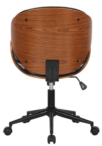 HOUSE OF SANDER Rind kontorstol, m. hjul, armln, hjdejusterbar - mrkt tr, sort kunstlder, metal