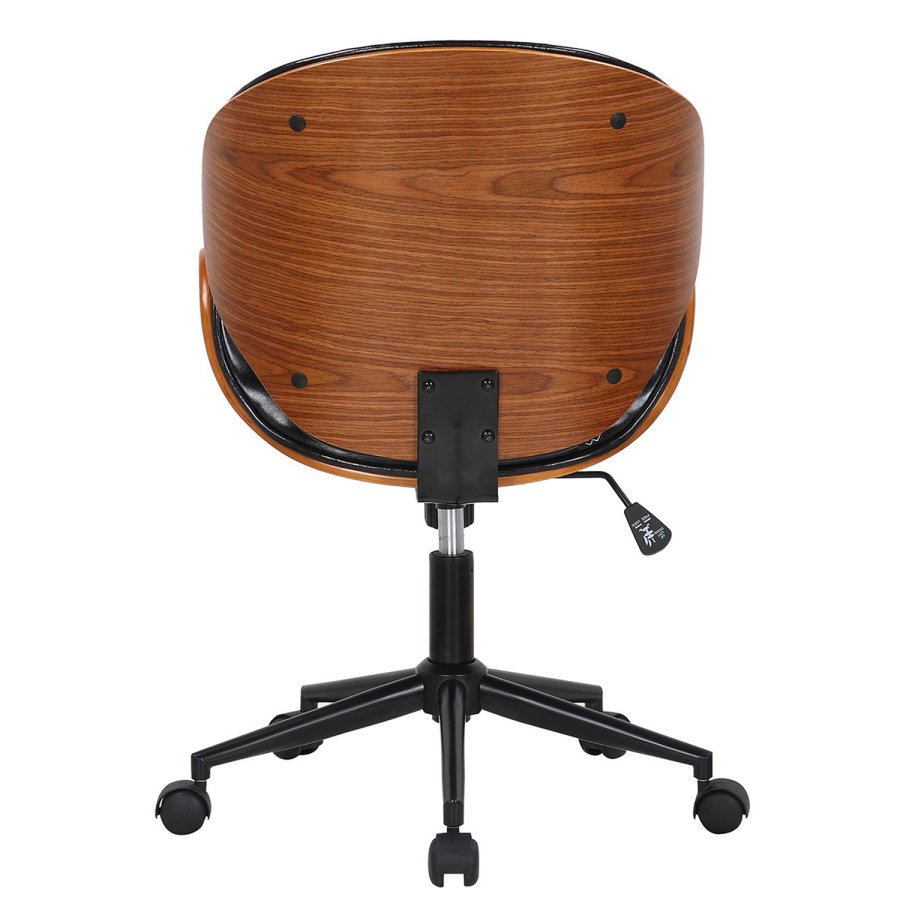 HOUSE OF SANDER Rind kontorstol, m. hjul, armln, hjdejusterbar - mrkt tr, sort kunstlder, metal