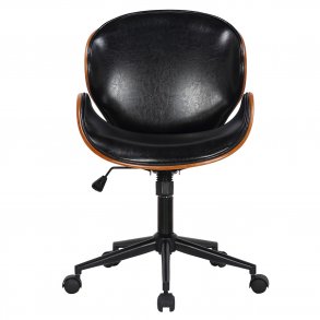 HOUSE OF SANDER Rind kontorstol, m. hjul, armln, hjdejusterbar - mrkt tr, sort kunstlder, metal