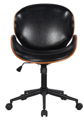 HOUSE OF SANDER Rind kontorstol, m. hjul, armln, hjdejusterbar - mrkt tr, sort kunstlder, metal