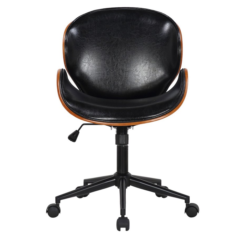 HOUSE OF SANDER Rind kontorstol, m. hjul, armln, hjdejusterbar - mrkt tr, sort kunstlder, metal