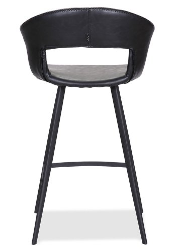 HOUSE OF SANDER Tora barstol, m. rygln og fodsttte - sort kunstlder og sort metal