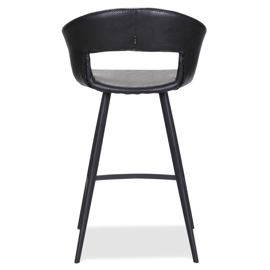 HOUSE OF SANDER Tora barstol, m. rygln og fodsttte - sort kunstlder og sort metal