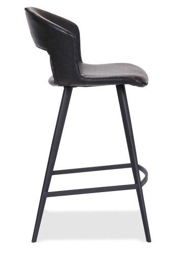 HOUSE OF SANDER Tora barstol, m. rygln og fodsttte - sort kunstlder og sort metal