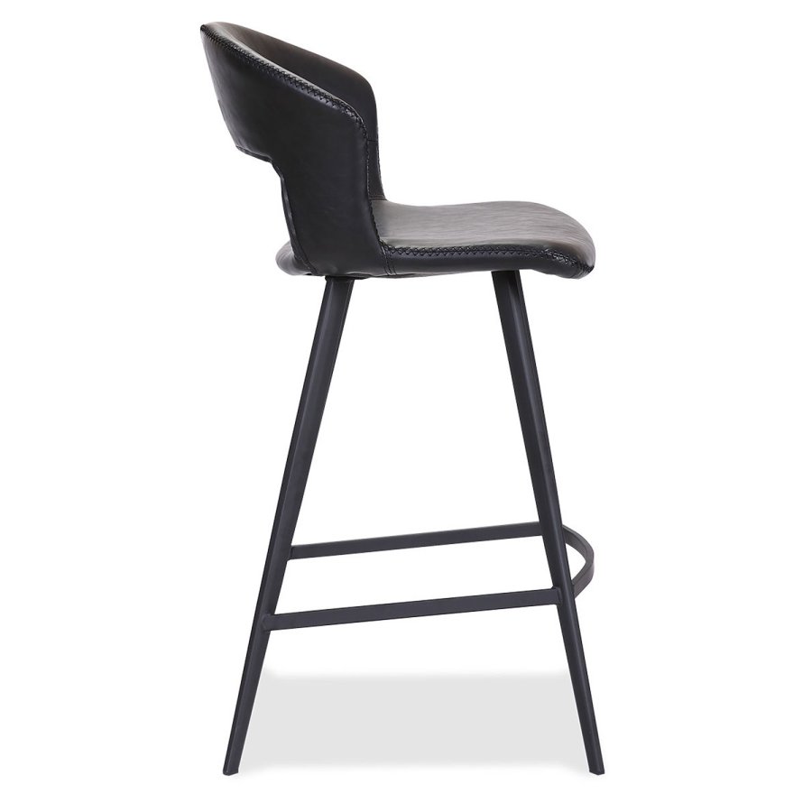 HOUSE OF SANDER Tora barstol, m. rygln og fodsttte - sort kunstlder og sort metal