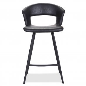 HOUSE OF SANDER Tora barstol, m. rygln og fodsttte - sort kunstlder og sort metal