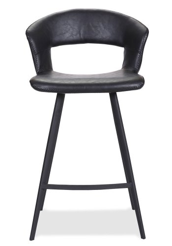 HOUSE OF SANDER Tora barstol, m. rygln og fodsttte - sort kunstlder og sort metal